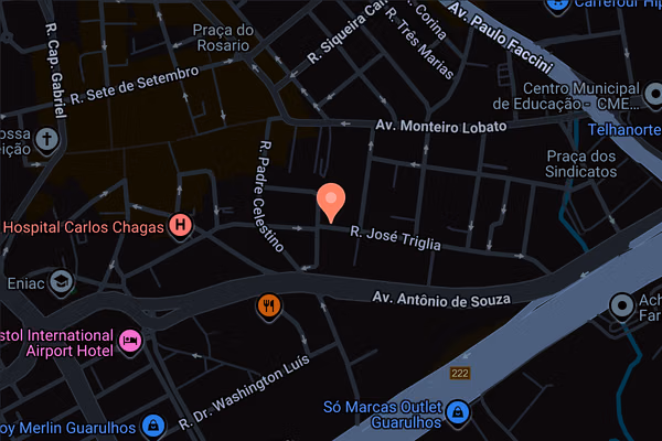 Mapa da NellyDental em Guarulhos (tema escuro)